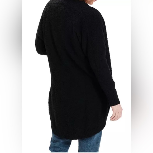 Ugg Fremont Fluffy Knit Open-Front Ribbed Trim Cardigan Black Small - Picture 2 of 9